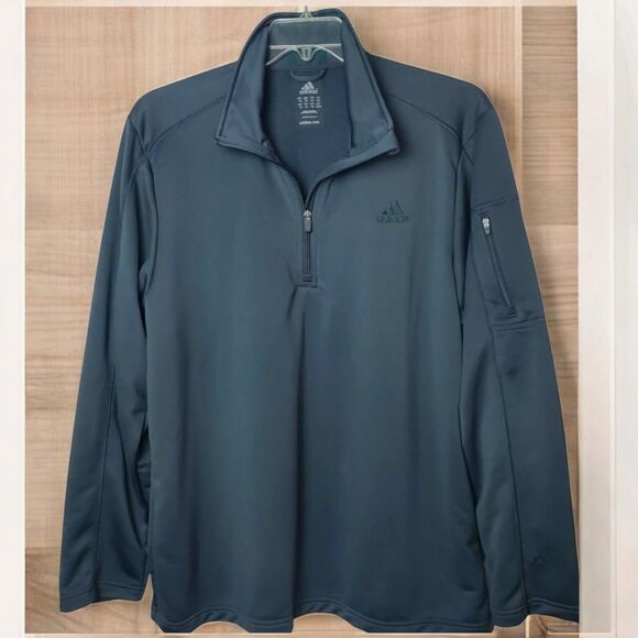 Adidas Sweatshirt Sweater Mens 2XL Athleticwear 1/4 Zip Pullover Gray Green - Picture 1 of 11